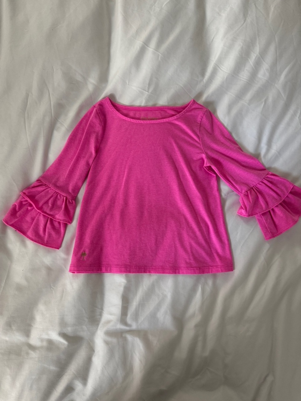 Girls' Hot Pink Ruffle Sleeve Top